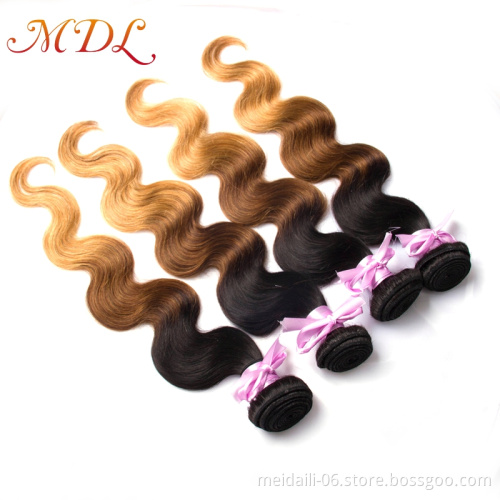 Virgin Peruvian Hair 7A grade Three Tone Ombre color Body Wave human hair bundles
